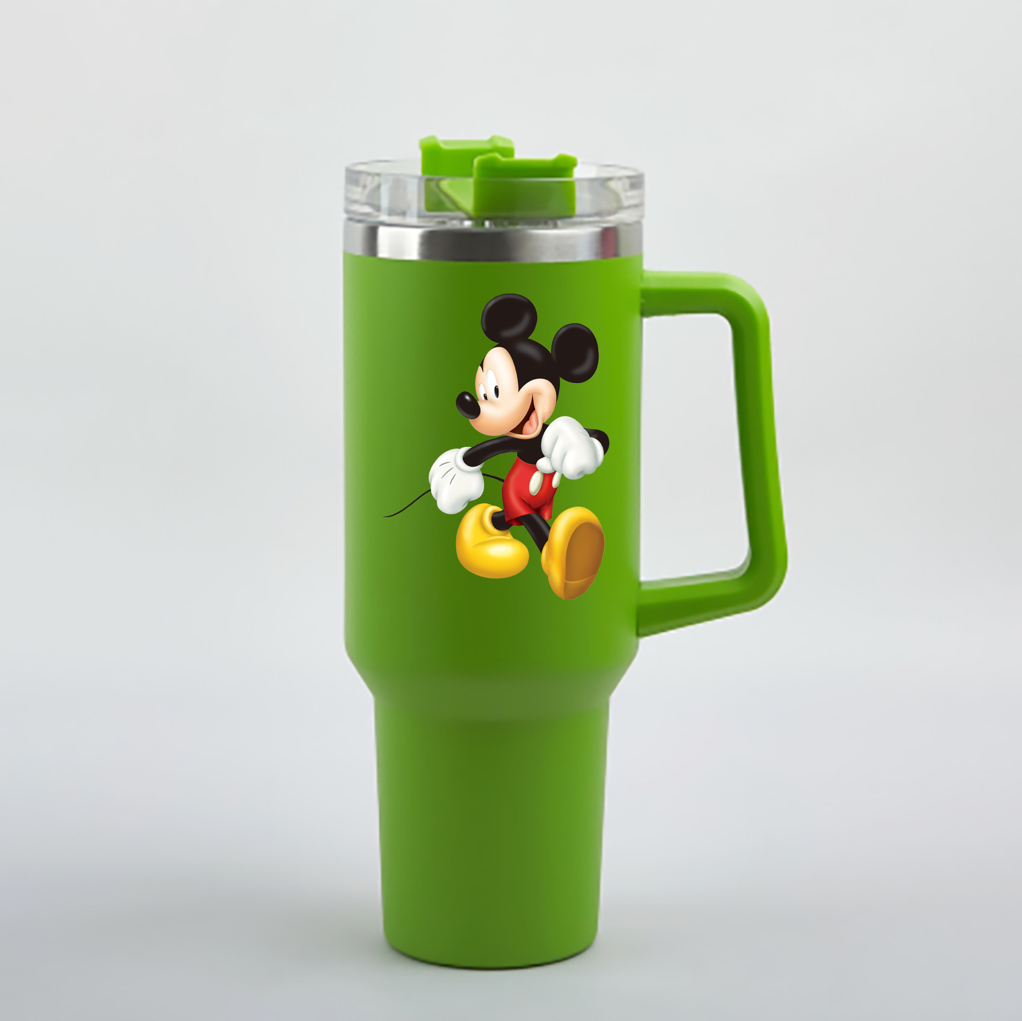 （画像用） ミッキーマウス Mickey Mouse 1200mL車用タンブラー - クリスタルステッカー（プラスチックストロー付き）